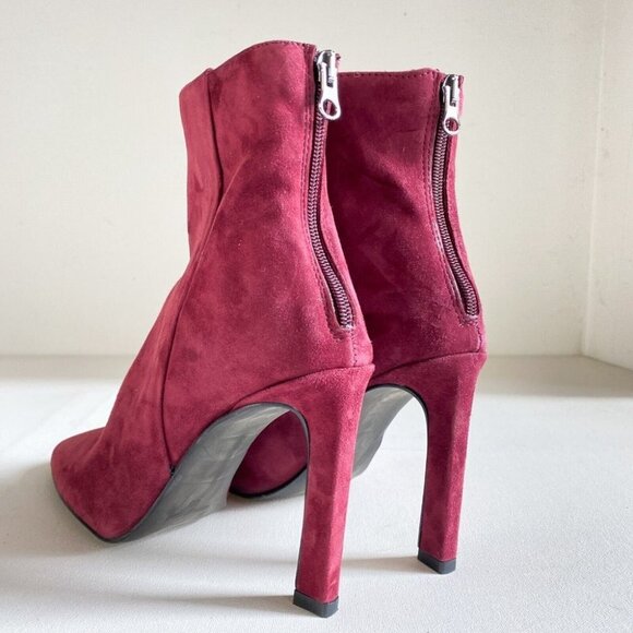 L'Intervalle Burgundy  Suede Leather Back Zip Booties 40 - Picture 4 of 8